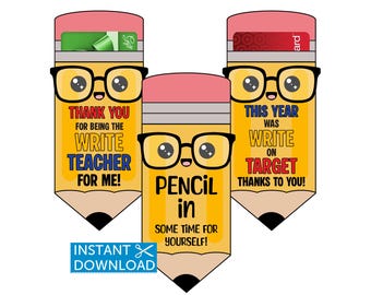 Lehrer Wertschätzung, Bleistift Geschenk Kartenhalter, Lehrer Geschenk, Danke, Ende der Schule, digital, Sofort Download