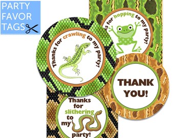 Reptile Party Favor Tags - Reptile Favor Tags, Reptile Tags