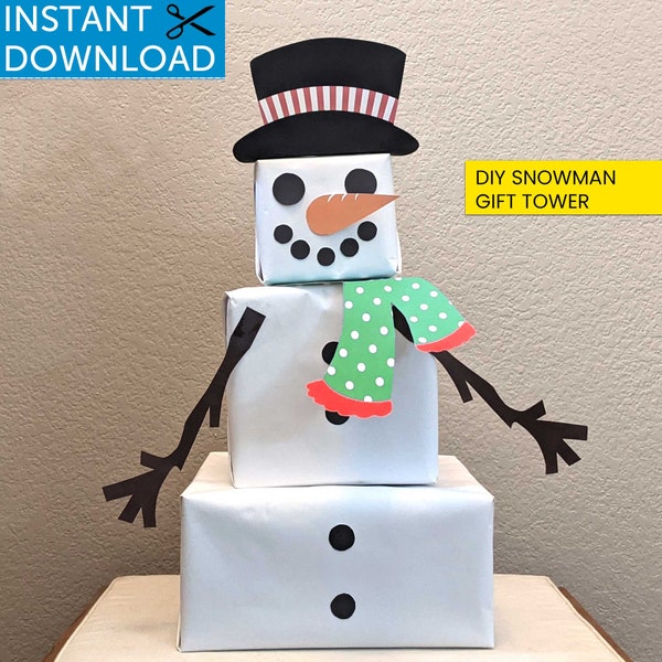 Snowman Gift Tower, Snowman Gift Box Tower, Gift Box Christmas Paper, Gift Wrap, Stackable Gift Boxes, Christmas Gift Box, Snowman Packaging