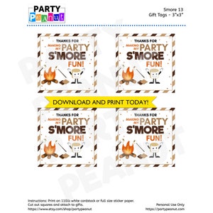 Smore Fun Smore Birthday Party Smores Camping Party Tags - Etsy
