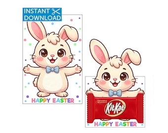 Ostern KitKat Schokolade Halter Osterhase Karte Treat Tags Kinder Klassenzimmer Gefälligkeiten Printable