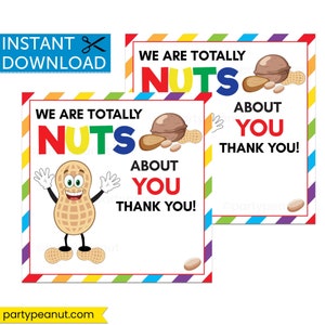 Nuts About You, Teacher Appreciation Week, Nut Gift, Thank You Gift Tag, Peanut Gift Tag, Coworker, Staff, Employee, School, Nurse, Pto Pta