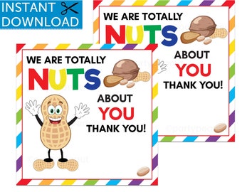 Nuts About You, Teacher Appreciation Week, Nut Gift, Thank You Gift Tag, Peanut Gift Tag, Coworker, Staff, Employee, School, Nurse, Pto Pta