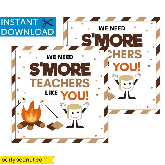 Teacher Appreciation Tags, Teacher Gift Tag, Teacher Thank You Tag, Smore Teachers, Smore Tags, Smores Gift, Smore Thank You Tag Printable Il_570xn