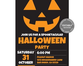 Editable Halloween Invitation, Digital Invitation, Halloween Party Invitation, Halloween Cocktail Party Invitation