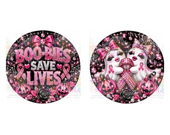 Pink Ghost Warriors Breast Cancer Awareness Earrings, Boo-Bies Save Lives Pink Ribbon Halloween Earrings, BCA Gift for Her