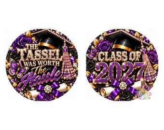 Class of 2027 Graduation Earrings, The Tassel Was Worth The Hassle, Purple and Gold Grad Gift for Her