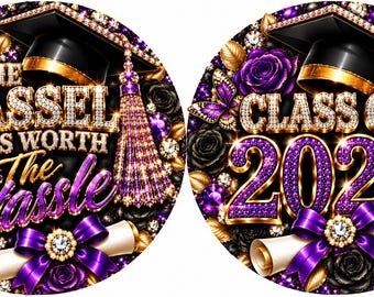 Pendientes de graduación de la promoción de 2027, la borla valió la pena, regalo de graduación morado y dorado para ella.