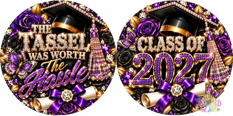 Class of 2027 Graduation Earrings, The Tassel Was Worth The Hassle, Purple and Gold Grad Gift for Her bild 1