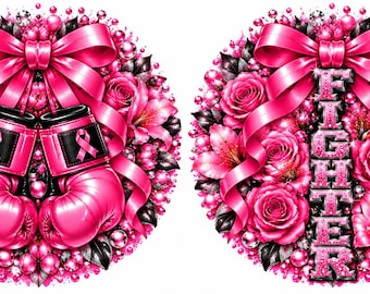 Pendientes de concienciación sobre el cáncer de mama, pendientes de guantes de boxeo con lazo rosa, regalo para supervivientes de cáncer de mama.