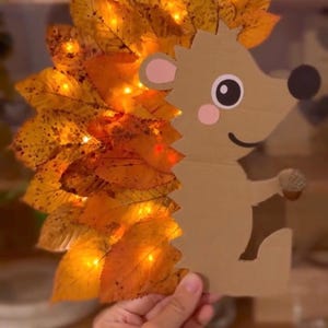 Light Up Hedgehog Craft for Kids, Screen Free Fall Activity, Autumn Leaf Craft, Printable Hedgehog Template, Nature Craft