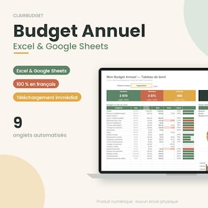 French Budget Tracker Excel Sheets, Monthly Expenses, 50/30/20 Rule (Digital Download)