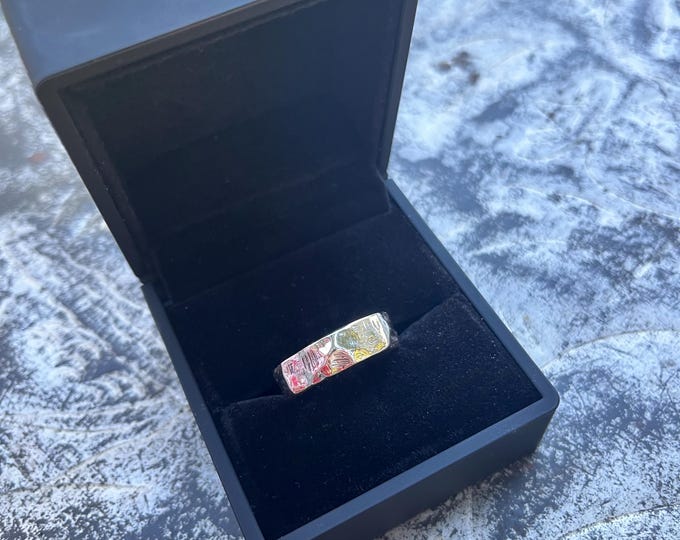 Wabi-Sabi Sterling Silver Ring, Geometric Band, Oxidized Grooves, Mirror Polish (Made to Order)
