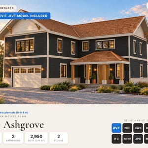 Craftsman House Plan, 3 Bedrooms, 2,950 Sq Ft, Native Revit & PDF