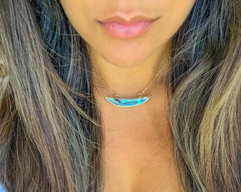 18K Gold Abalone Shell Choker Necklace