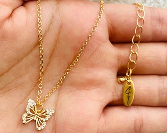 18K Gold Butterfly Choker