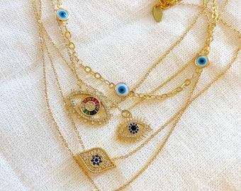 18K Gold Evil Eye Necklace