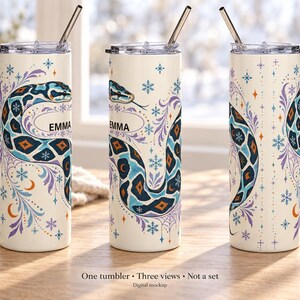 Personalized Python Tumbler with Straw, 20oz Winter Halloween Snake