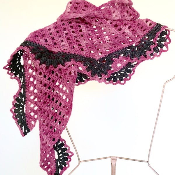 Scarf Shawl Rosetta Shawlette Crochet Pattern PDF