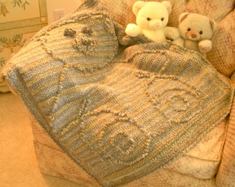 Marble Bear Binky Easy Tunisian Crochet Blanket Pattern