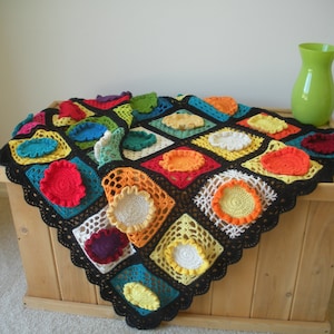 Granny Paints the Town Granny Square Crochet Blanket Pattern