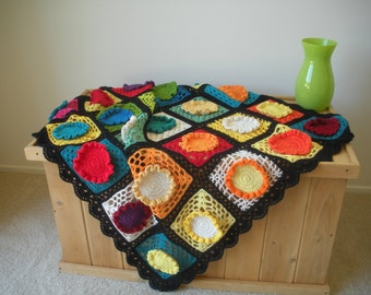 Granny Paints the Town Granny Square Crochet Blanket Pattern