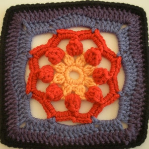 Starflower Square Crochet Motif or Granny Square Pattern