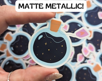 Matte Metallic Potion Sticker, Waterbottle Sticker, Hydro flask sticker, artwork, galaxy in a jar, potion bottle, Space sticker, magic