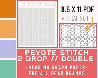 2 Drop // Double Peyote Stitch Beading Graph Paper, Beading Pattern, Beading, Graphing Paper, Design Pattern Sheet, Printable, for Procreate