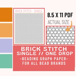 Brick Stitch Beading Graph Paper, Beading Pattern, Beading, Graphing Paper, Design Sheet, Pattern Sheet, Printable Pattern, for Procreate image 1