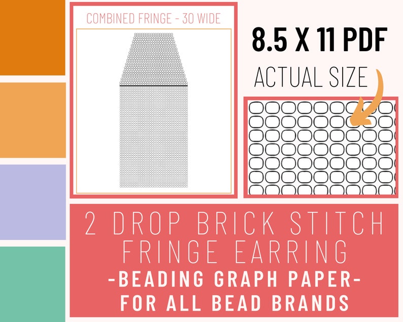 Print Graphing Paper Beading Pattern Design Sheet Pattern Sheet Beading Tutorial Fringe 2 Drop Brick Stitch Beading Graph Paper