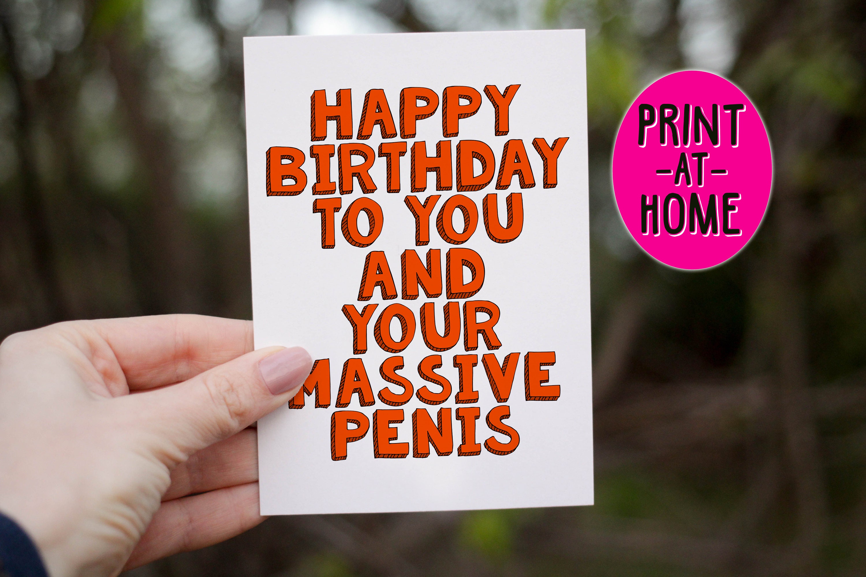 AT dick HOME Penis joke, Card, Rude Joke, Adult Birthday , Humor Card, Card, Inappropriate  Birthday Card, PRINT Happy