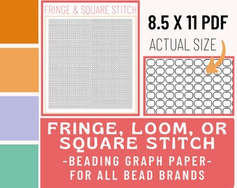Square Stitch // Loom // Fringe Beading Graph Paper, Pattern, Beading Tutorial, Graphing Paper, Design, Pattern Printable, for Procreate