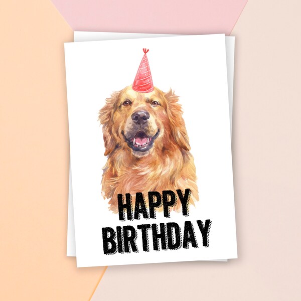 Printable Golden Retriever Birthday Card - Etsy