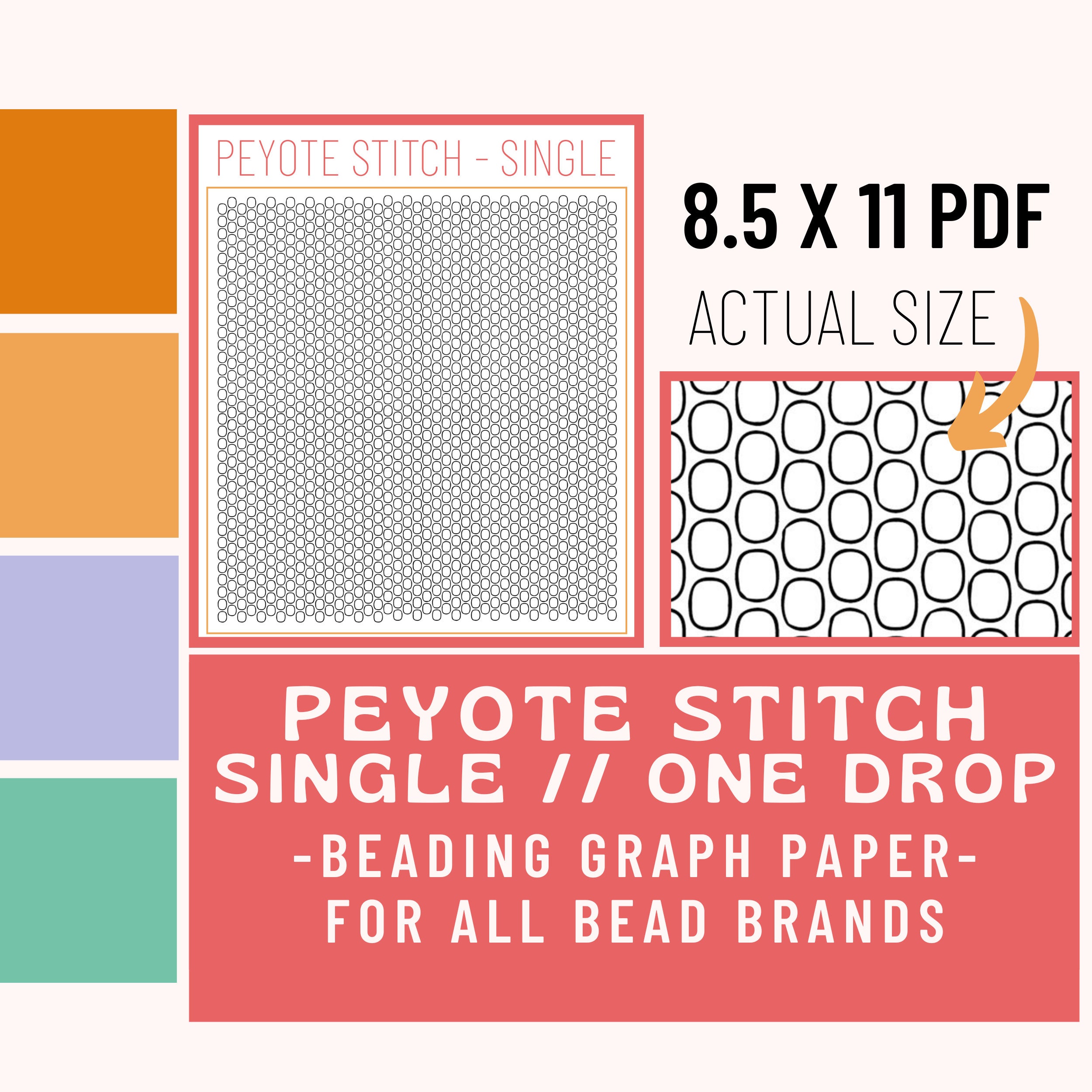 Peyote Stitch Beading Graph Paper, Pattern Beading Tutorial, Graphing ...