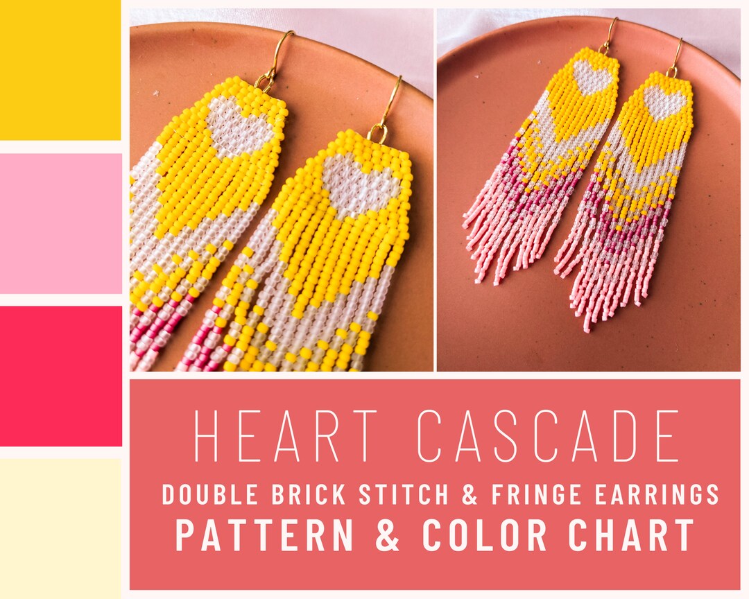 Heart Fringe Beaded Pattern Folk Pattern Earring Graph Etsy