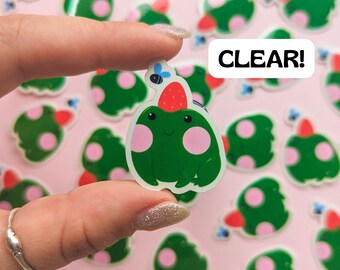 Strawberry Frog Friend Sticker, Waterbottle Sticker, Hydro flask sticker, artwork, Frog Sticker, Strawberry Frog, Cottagecore, Cute Frog