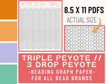 3 Drop // Triple Peyote Stitch Beading Graph Paper, Beading Pattern, Beading, Graphing Paper, Design Pattern Sheet, Printable, for Procreate