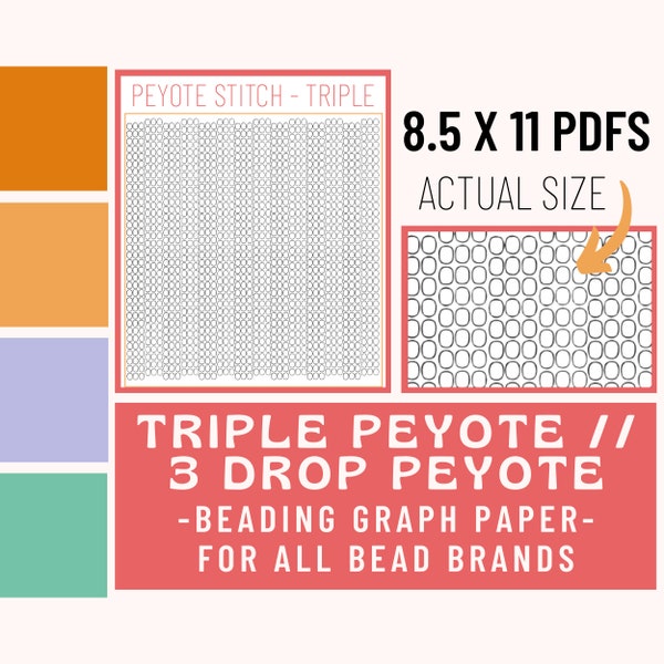 3 Drop // Triple Peyote Stitch Beading Graph Paper, Beading Pattern, Beading, Graphing Paper, Design Pattern Sheet, Printable, for Procreate