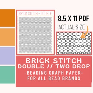 2 Drop // Double Brick Stitch Beading Graph Paper, Beading Pattern, Tutorial, Graphing Paper, For Procreate, Pattern Sheet, Printable