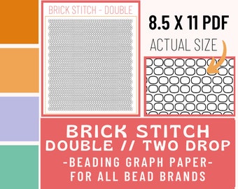 2 Drop // Double Brick Stitch Beading Graph Paper, Beading Pattern, Tutorial, Graphing Paper, For Procreate, Pattern Sheet, Printable