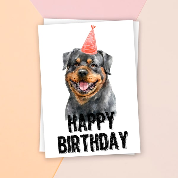 Funny Rottweiler Birthday Card - 145x145mm Premium Greeting Card With Envelope