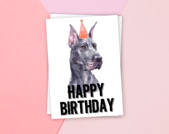 PRINTABLE Great Dane, Harlequin Birthday Card, Happy Birthday Card, Dog Birthday, Dog Card, Animal Card, Dog Lover, Animal lover, Puppy