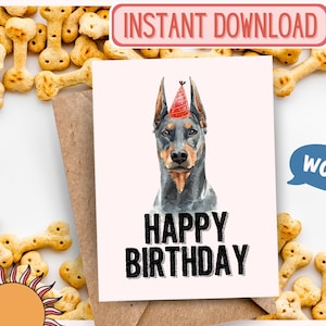 Dobermann, Geburtstagskarte, alles Gute zum Geburtstag Karte, Hund Geburtstag, Hundekarte, Tierkarte, Hundeliebhaber, Tierliebhaber, Welpe