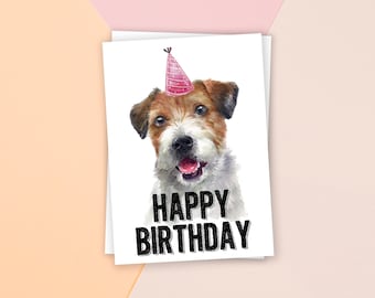 PRINTABLE Jack Russell Terrier, Birthday Card, Happy Birthday Card, Dog Birthday, Dog Card, Animal Card, Dog Lover, Animal lover, Puppy
