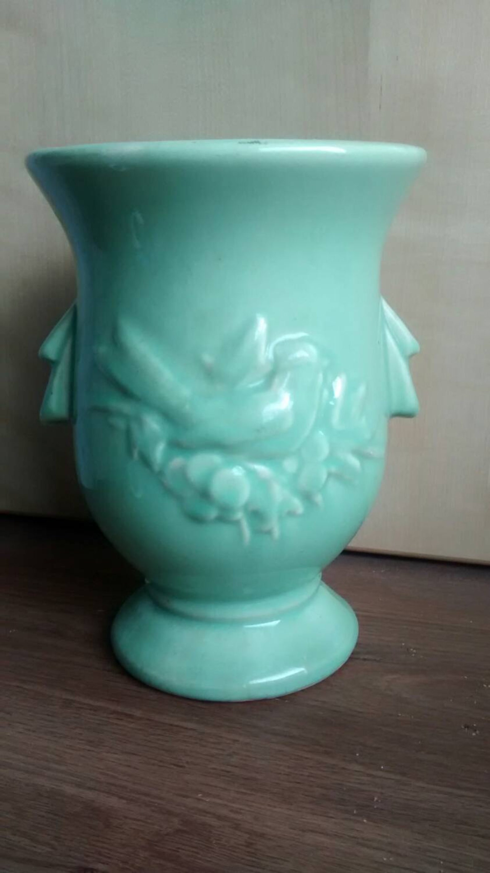 McCoy Vase Green with Bird Etsy