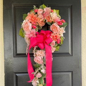 Spring wreaths for front door with tail