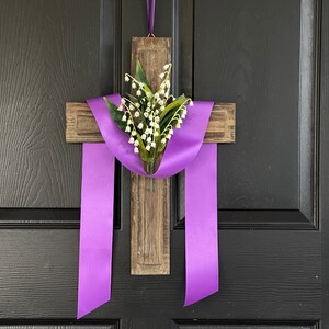 Easter Cross Wreath: Lily of the Valley Spring Door Decor