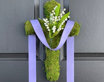 Easter Cross Wreath, Spring wreath, Spring wreaths for front door, gifts Lily of the Valley