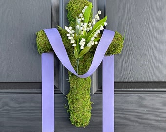 Easter Cross Wreath, Spring wreath, Spring wreaths for front door, gifts Lily of the Valley